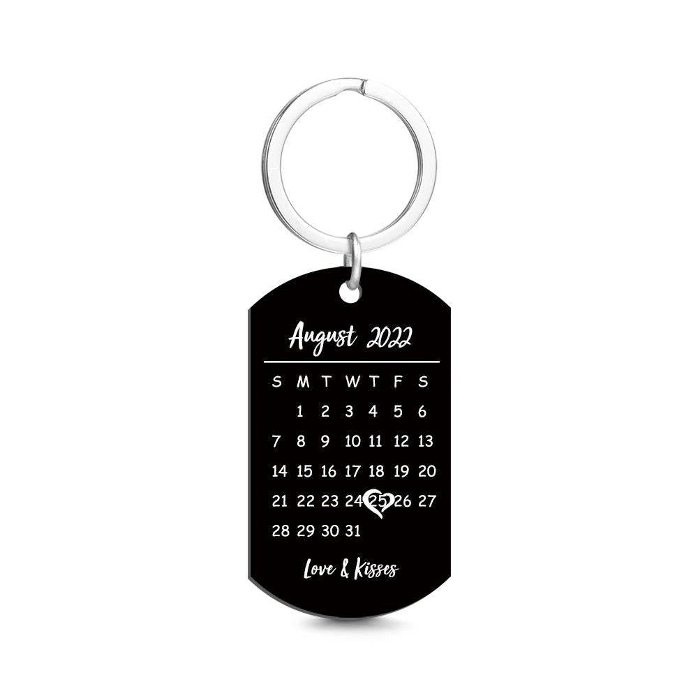 Custom Keychain Photo Calendar Keychain Tag Keychain Gift for Father - soufeelau