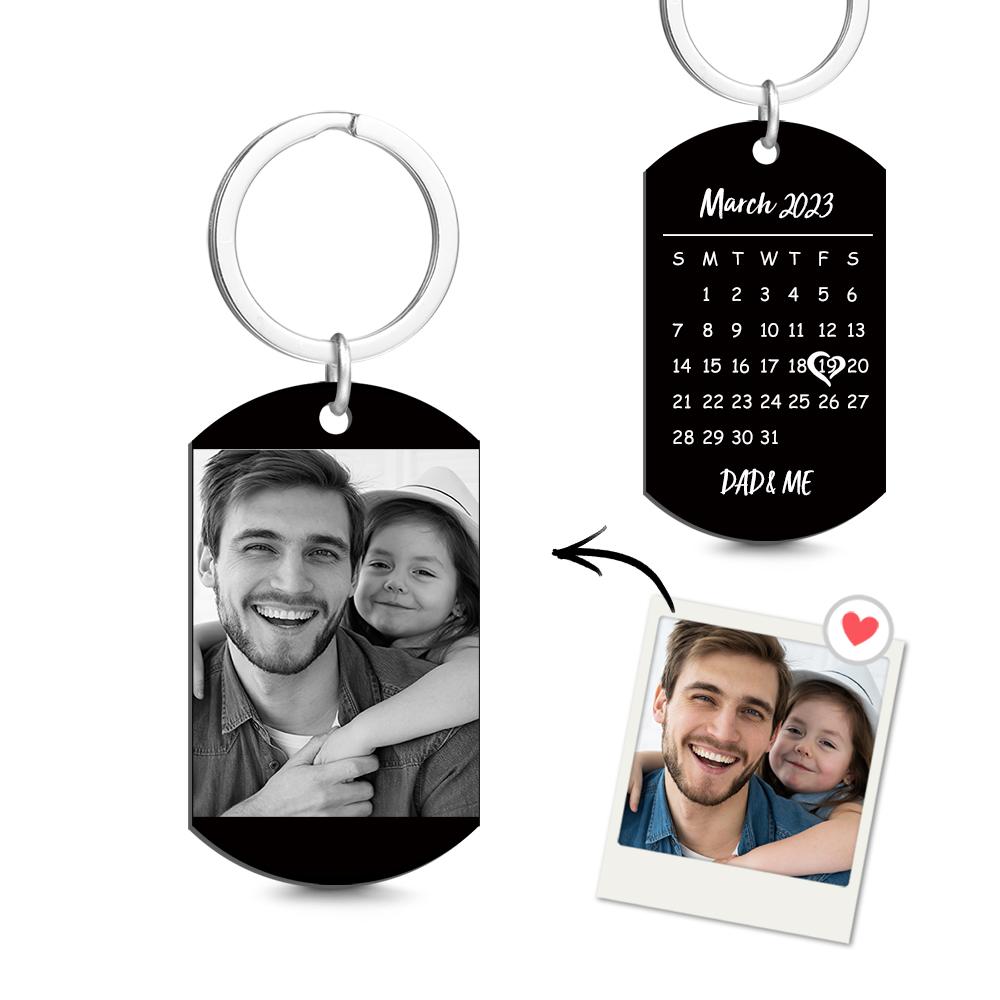 Custom Keychain Photo Calendar Keychain Tag Keychain Gift for Father - soufeelau