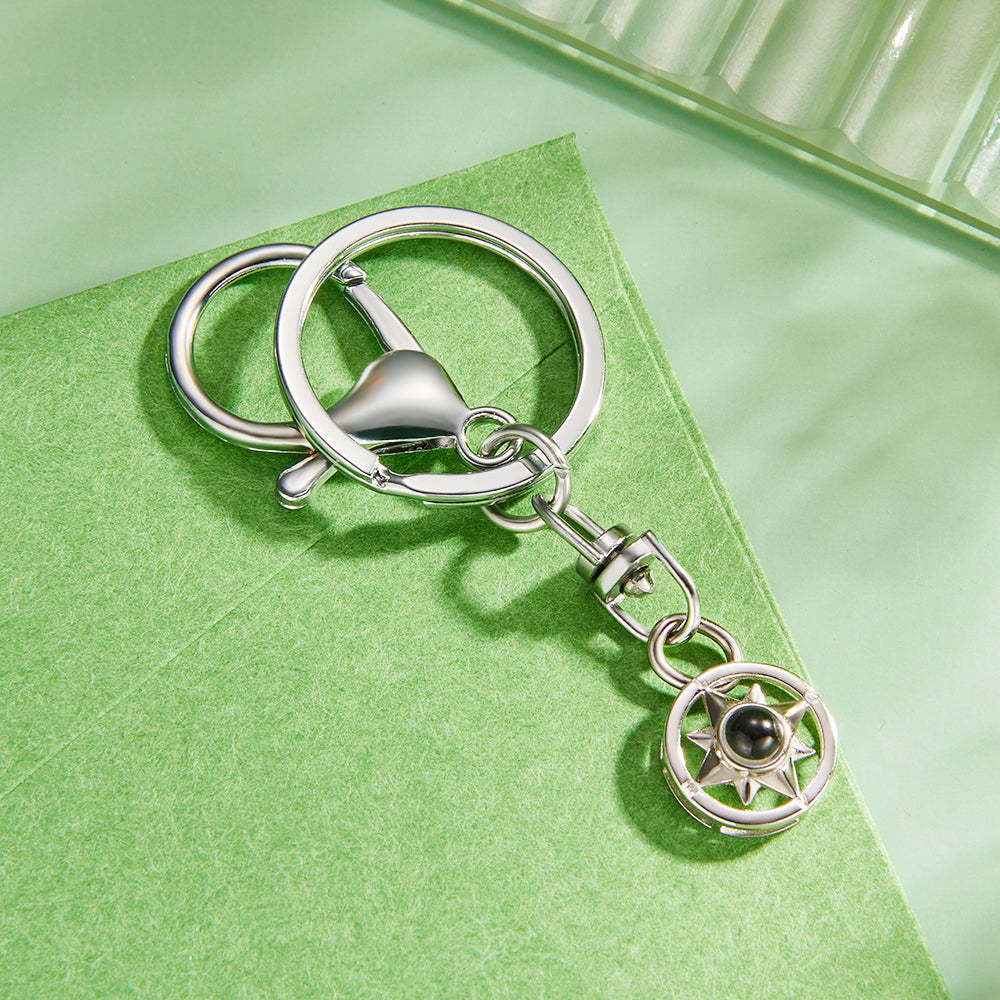 Custom Photo Projection Keychain Personalized Compass Projection Keychain Commemorative Gift - soufeelau
