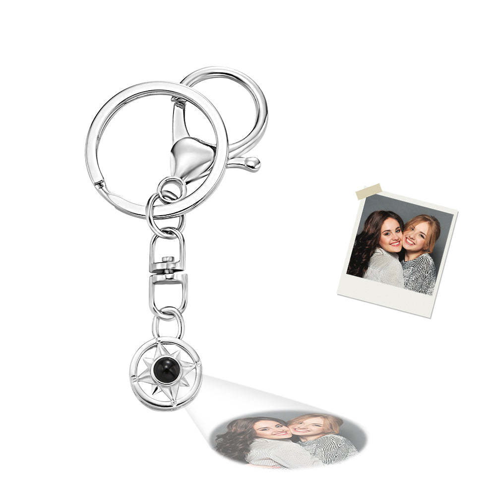 Custom Photo Projection Keychain Personalized Compass Projection Keychain Commemorative Gift - soufeelau