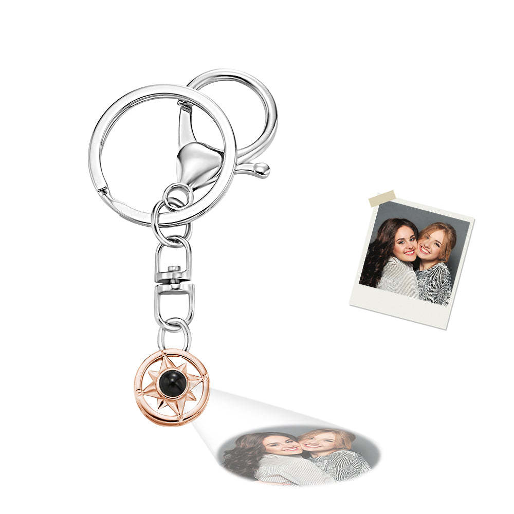 Custom Photo Projection Keychain Personalized Compass Projection Keychain Commemorative Gift - soufeelau