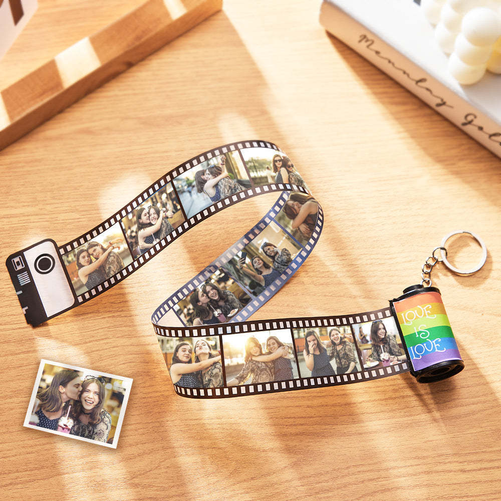 Custom Rainbow Film Roll Keychain Personalized Multiphoto Roll Keychain Gift for LGBT - soufeelau