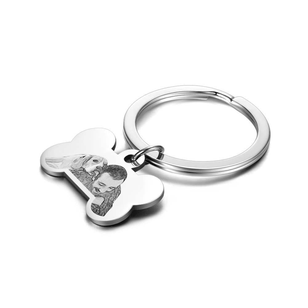 Custom Photo Keychain Bone Shaped Printing Keychain Gift For Pet Lover - soufeelau
