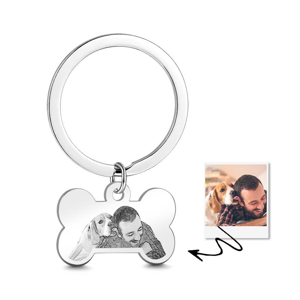 Custom Photo Keychain Bone Shaped Printing Keychain Gift For Pet Lover - soufeelau