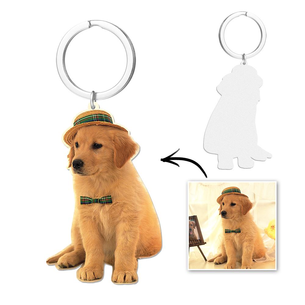 Custom Photo Keychain Stainless Steel Memorial Gifts Cute Pet Keychain - soufeelau