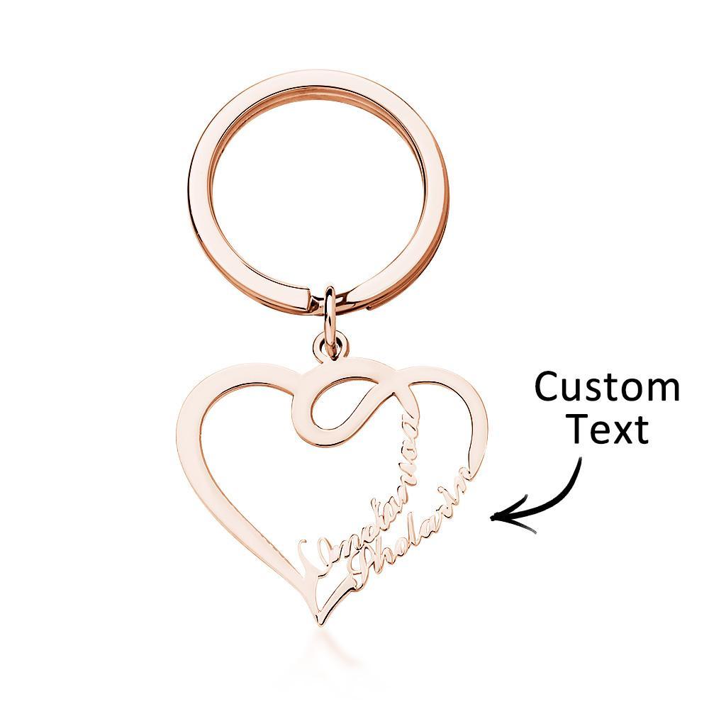 Custom Engraved Name Keychain Double Love Couple Gifts - soufeelau