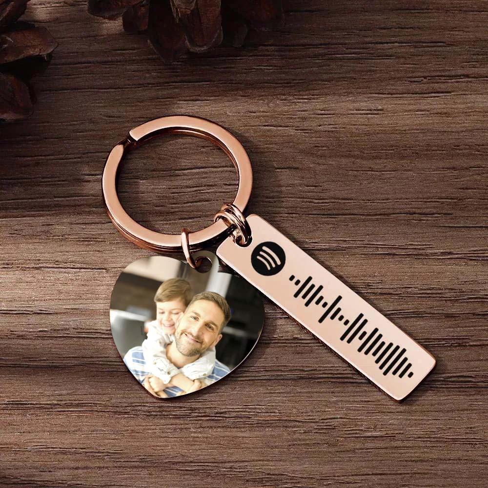 Personalized Spotify Keychain Custom Picture & Music Song Code Heart Photo Keyring Father's Day Gifts for Dad - soufeelau