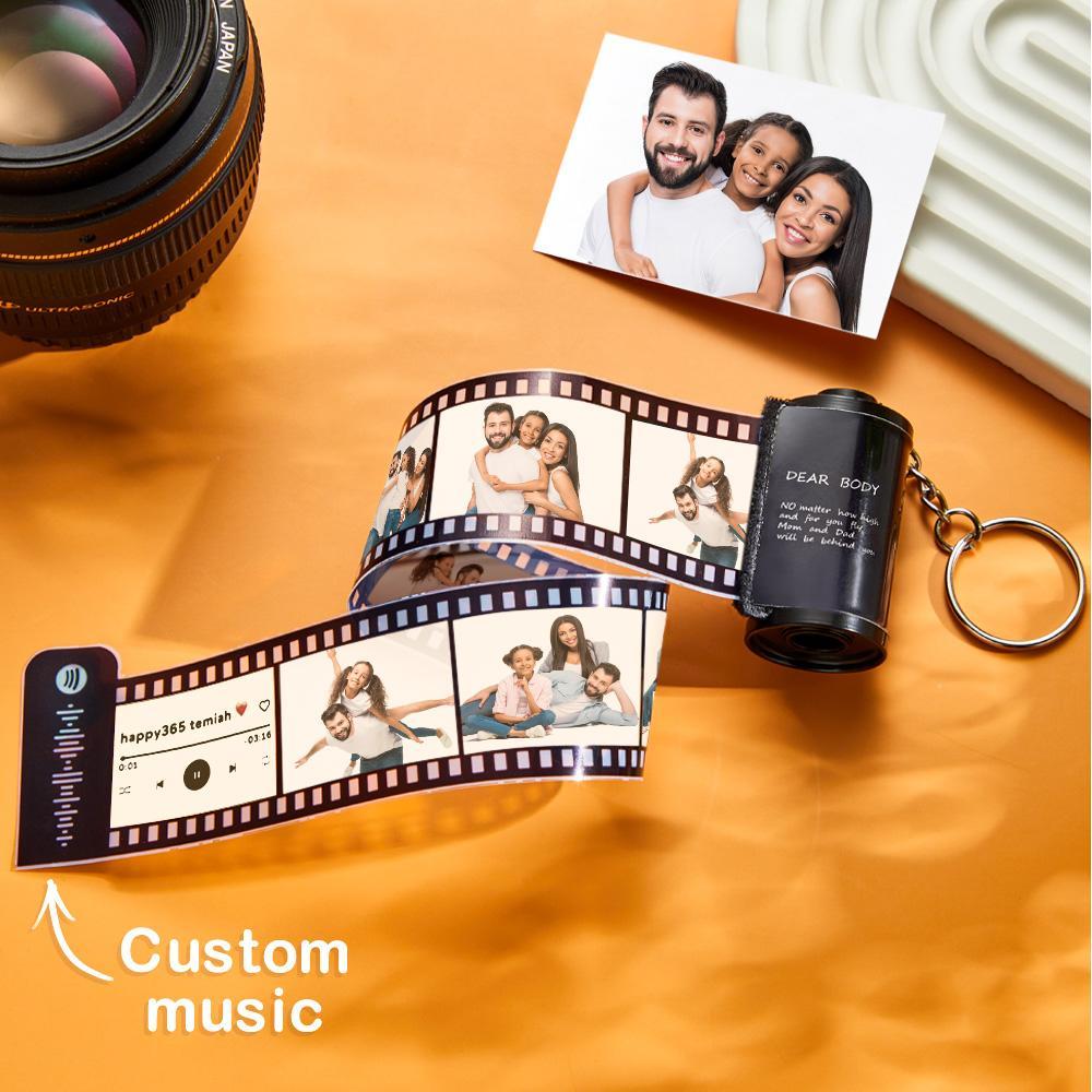 Custom Photo Film Roll Keychain Scannable Spotify Code Creative Couple Gifts - soufeelau