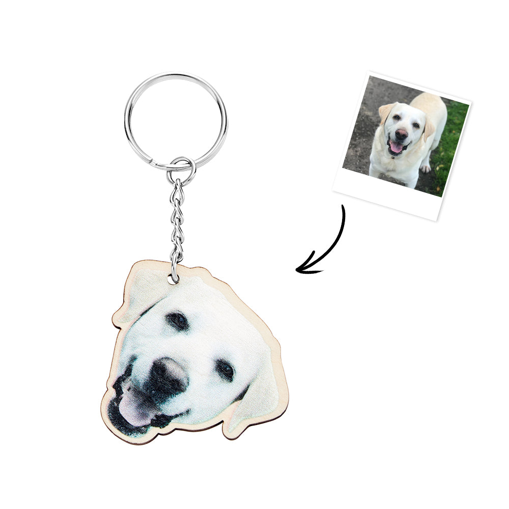 Personalized Pet Photo Wooden Keychain Custom Dog Cat Photo Keyring Pendant Memorable Gifts - soufeelau