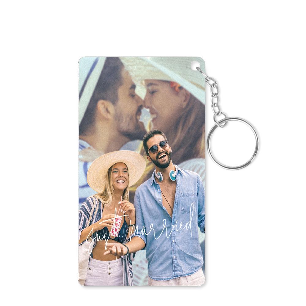 Custom Photo Key Chain With Engraved Text Personalized Acrylic Key Chain Perfect Gift For Just Married Couple - soufeelau