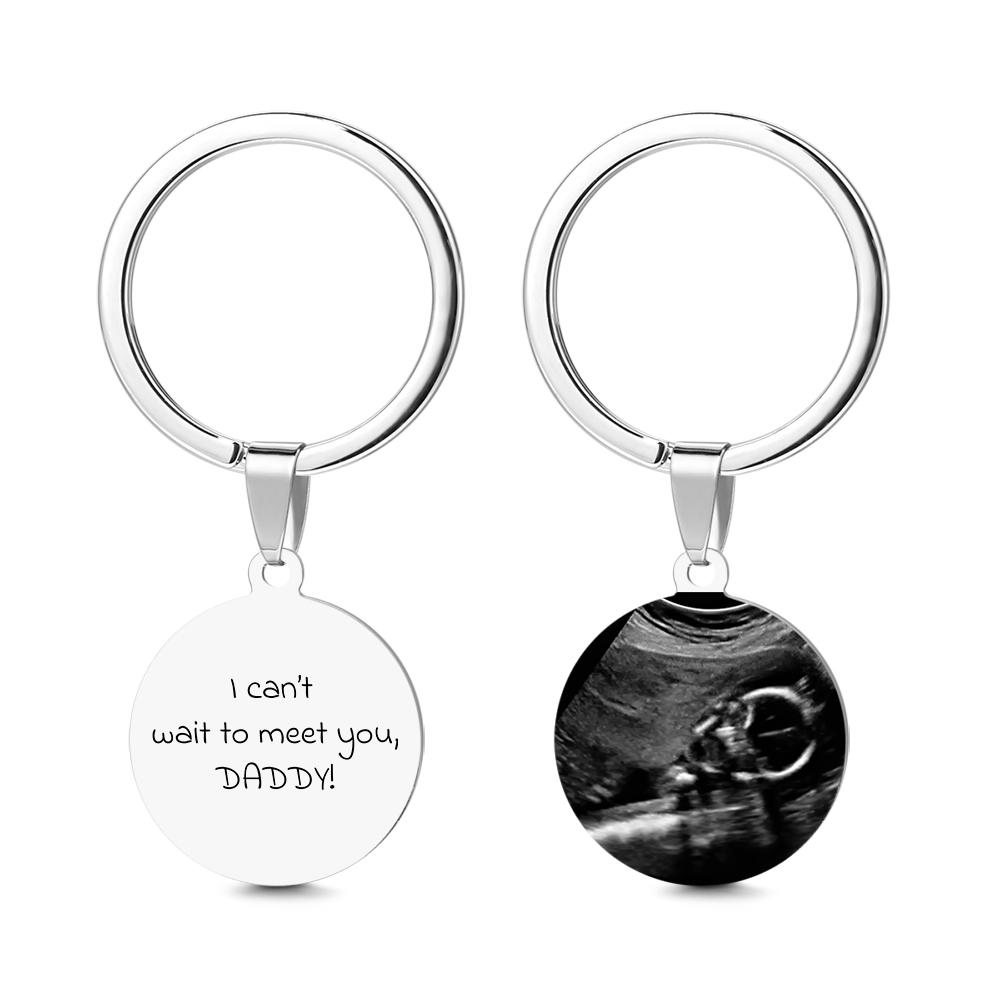 Daddy to Be Keychain Sonogram Ultrasound Baby Announcement New Dad Gift for Him Pregnancy Photo from Tummy - soufeelau