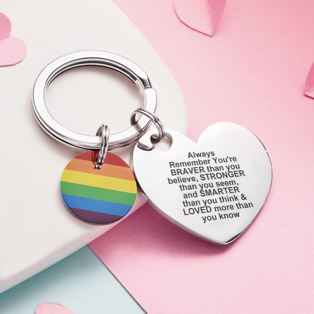 Custom LGBT Rainbow Gay & Lesbian Pride Keychain Pansexual Gifts - soufeelau