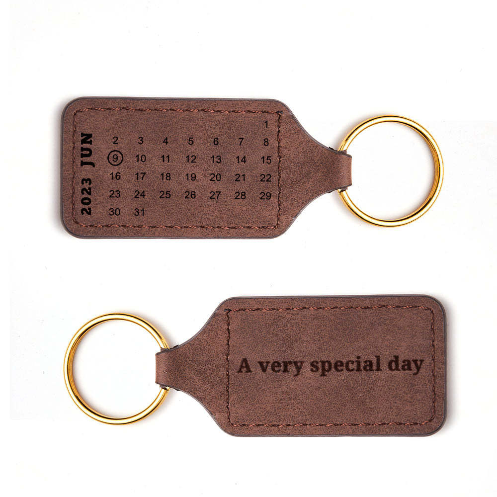 Custom Calendar Keychain Engraving Leather Keychain Anniversary Keychain Ideas For Men Boyfriend Gift - soufeelau