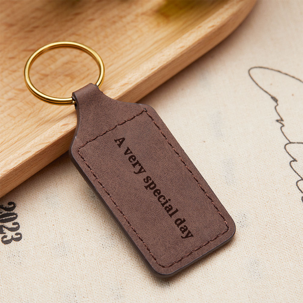 Custom Calendar Keychain Engraving Leather Keychain Anniversary Keychain Ideas For Men Boyfriend Gift - soufeelau
