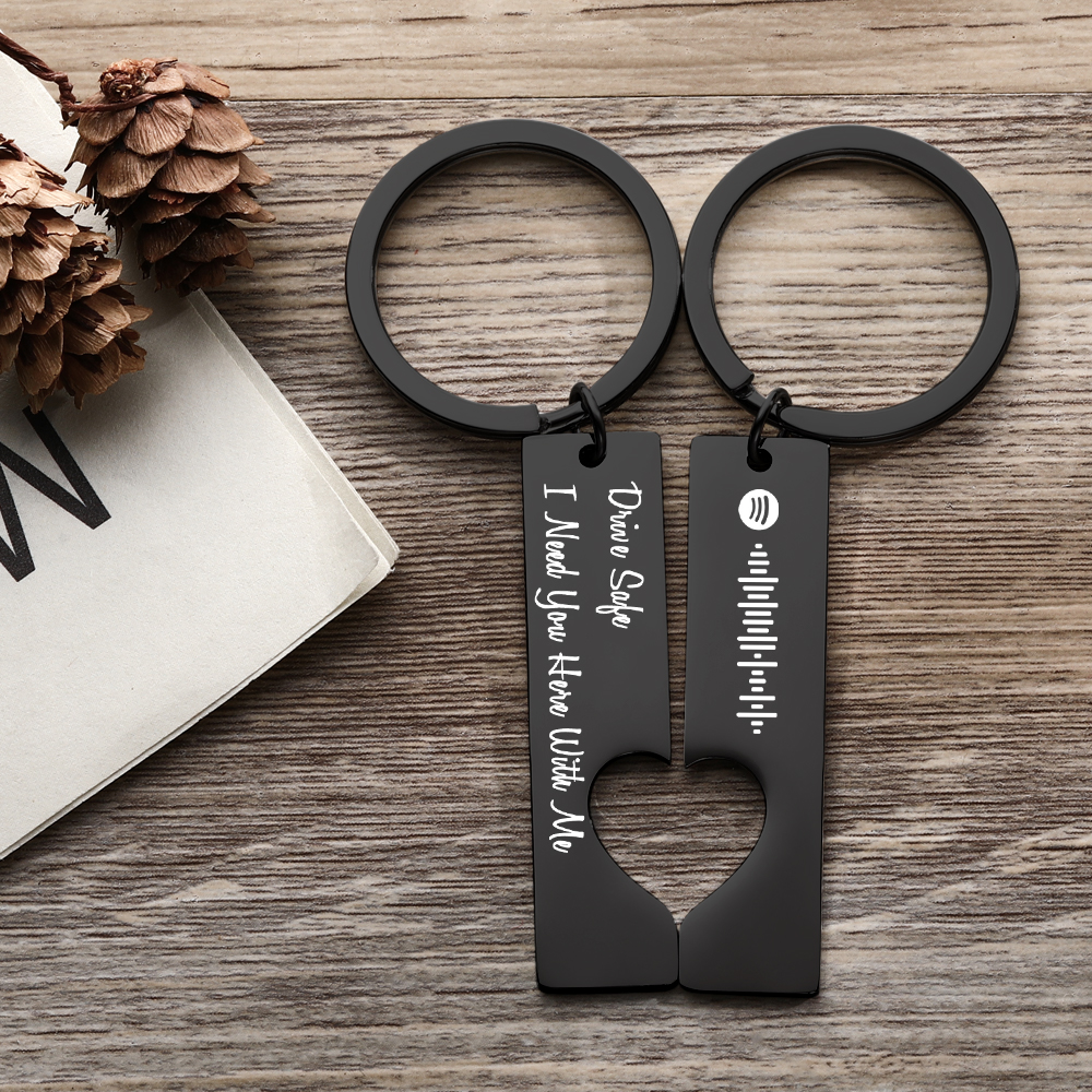 Scannable Custom Spotify Code Keychain Engraved Drive Safe Keychain Gifts for Boyfriend - soufeelau