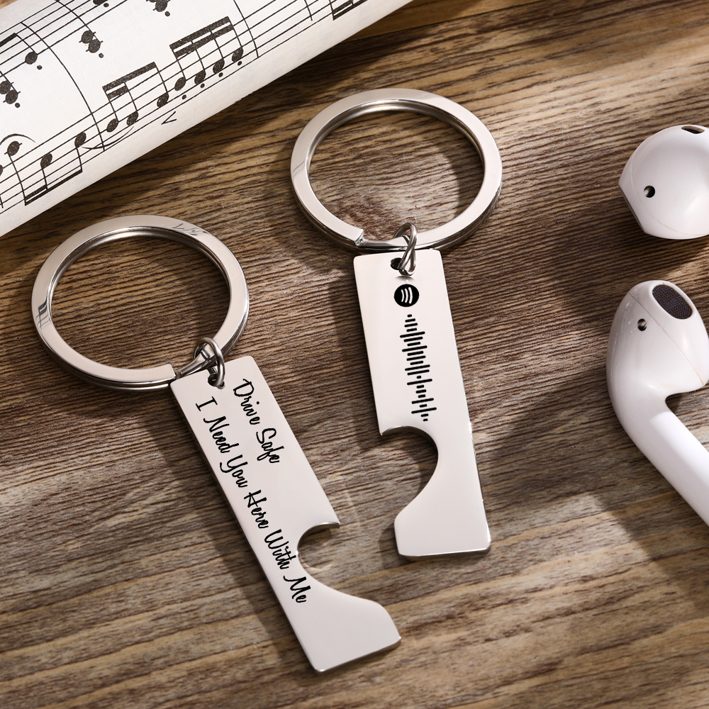 Scannable Custom Spotify Code Keychain Engraved Drive Safe Keychain Gifts for Boyfriend - soufeelau