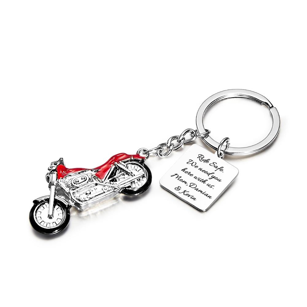 Personalized Motorcycle Keychain Drive Safe We Need You Here with Us Father's Day Gift - soufeelau