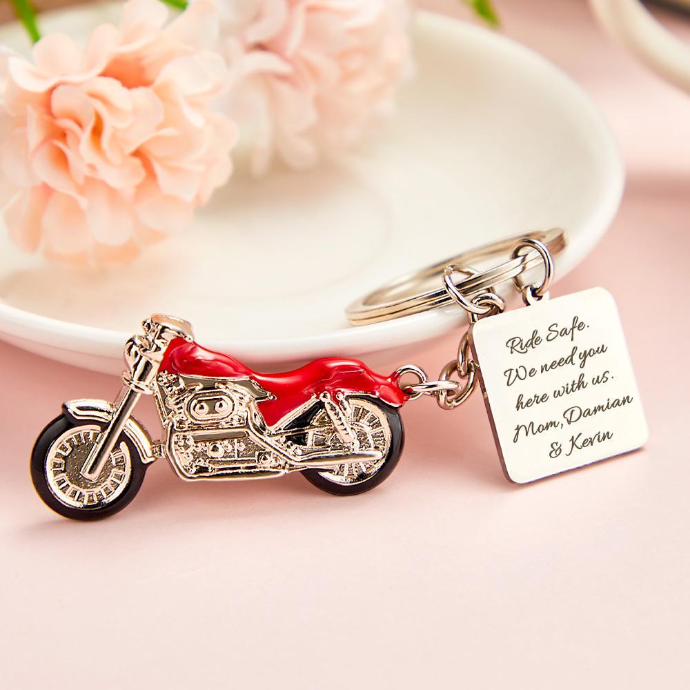 Personalized Motorcycle Keychain Drive Safe We Need You Here with Us Father's Day Gift - soufeelau