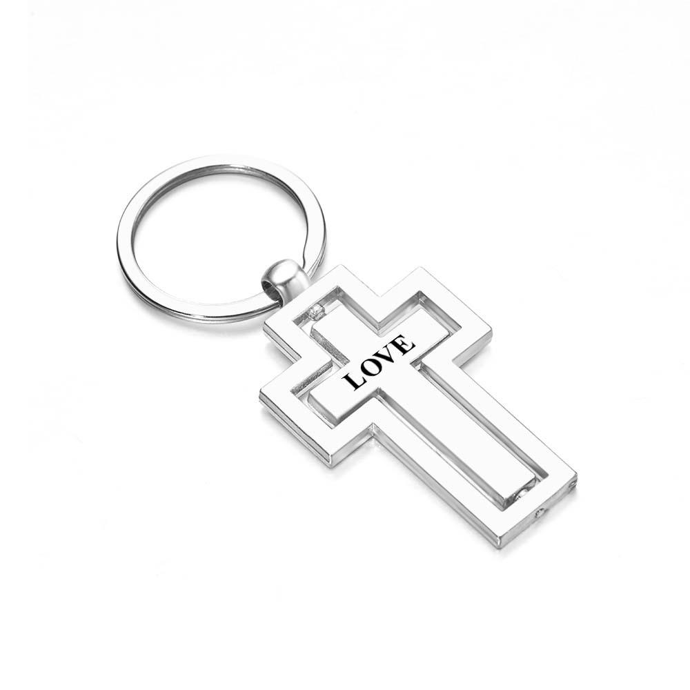 Personalized Engraved Swivel Cross Keychain Gift for Christian Family Custom Lord's Prayer Gift - soufeelau