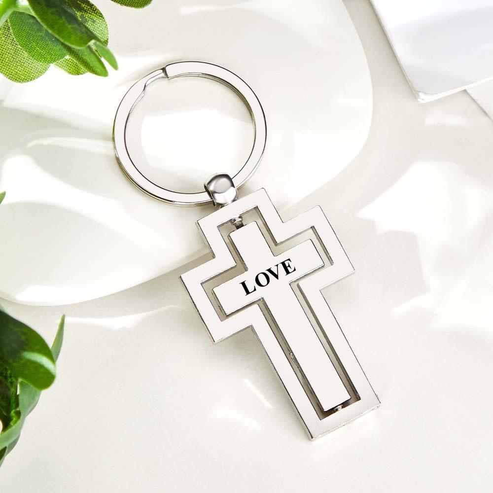 Personalized Engraved Swivel Cross Keychain Gift for Christian Family Custom Lord's Prayer Gift - soufeelau