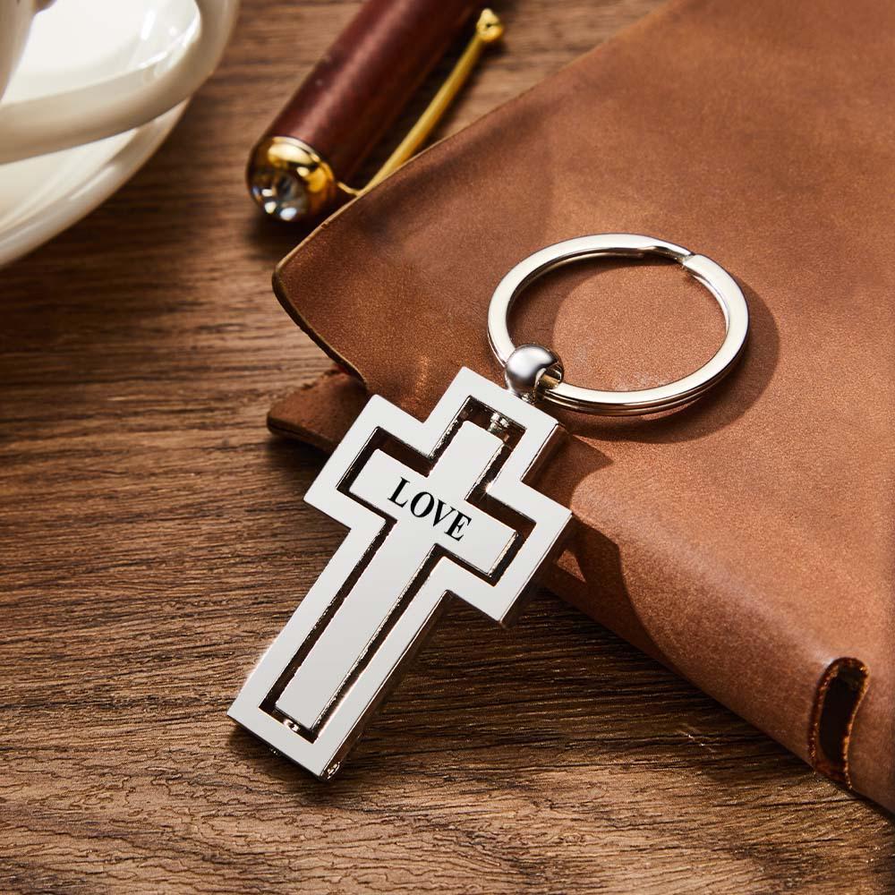 Personalized Engraved Swivel Cross Keychain Gift for Christian Family Custom Lord's Prayer Gift - soufeelau