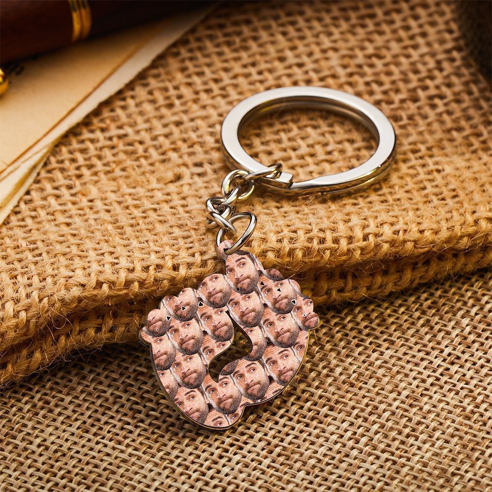 Custom Face Seamless Feet Shape Silver Keychain - soufeelus