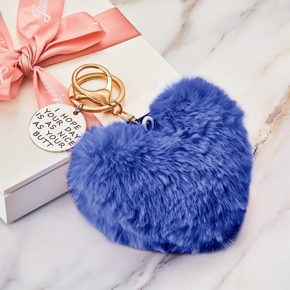 Furry And Funny Keyring for Girlfriend or Wife Pink ,Personalised Gift Idea for Wife - soufeelus