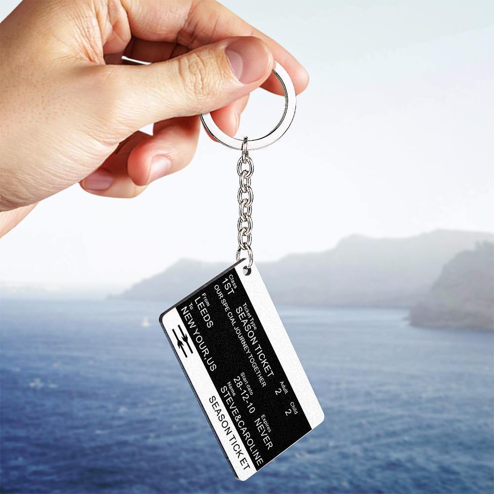 Custom Photo Valentine's Day Train Ticket Keyring - soufeelus