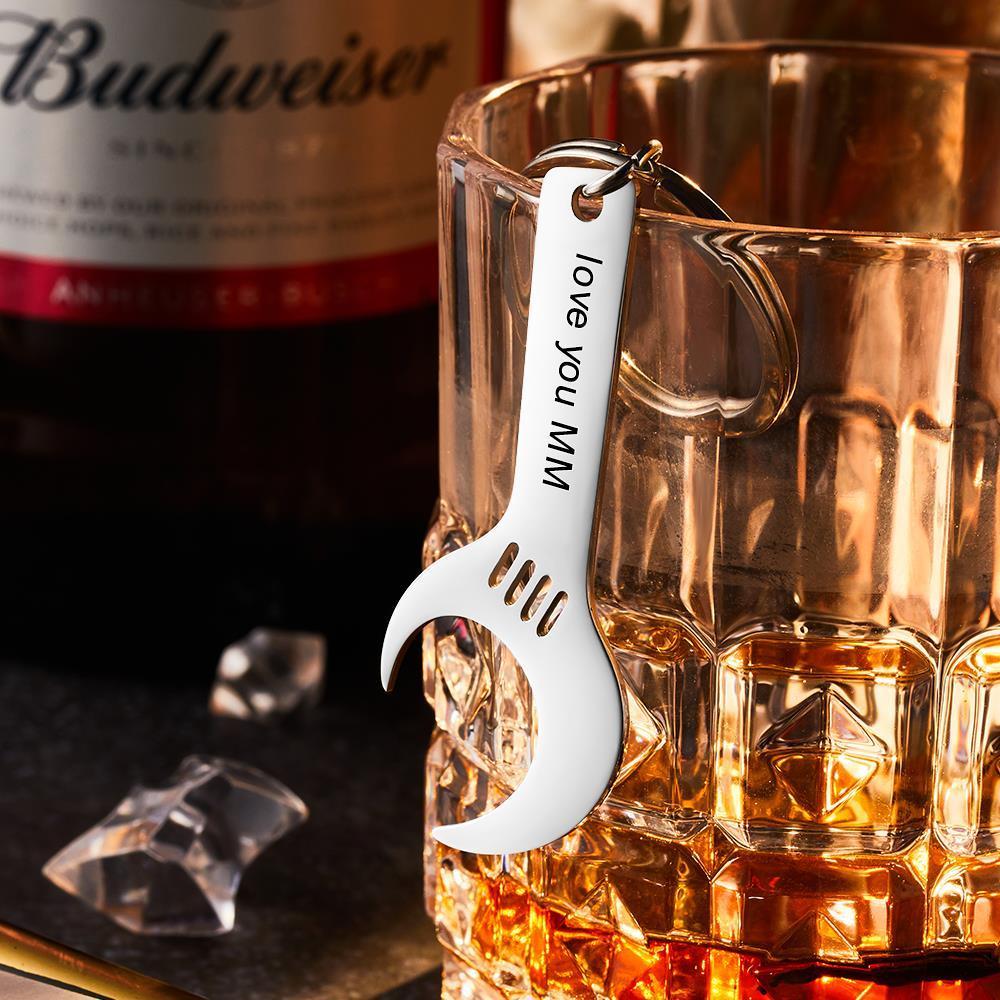 Custom Engraved Keychain Wrench Bottle Opener Keychain Gift for Men - soufeelau