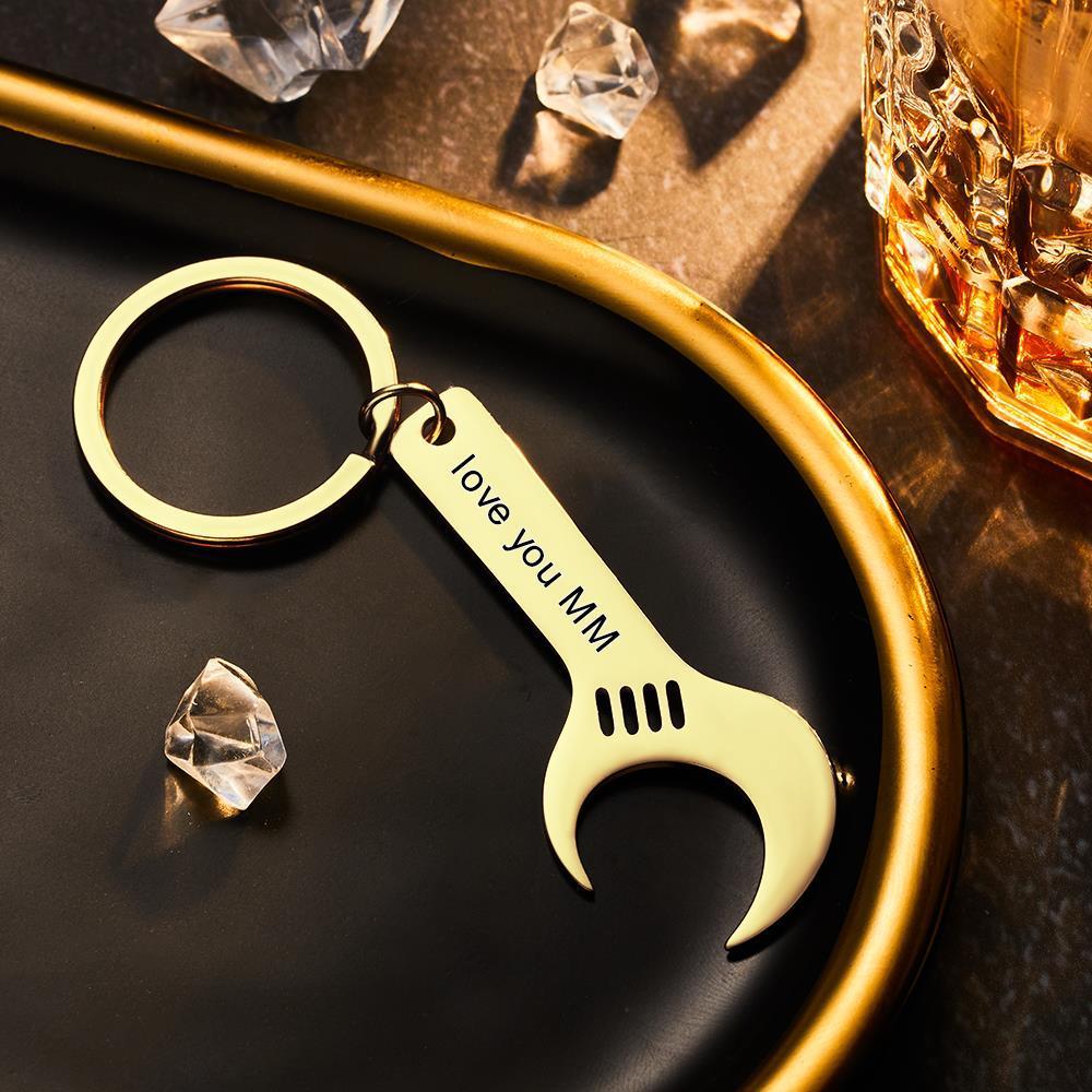 Custom Engraved Keychain Wrench Bottle Opener Keychain Gift for Men - soufeelau