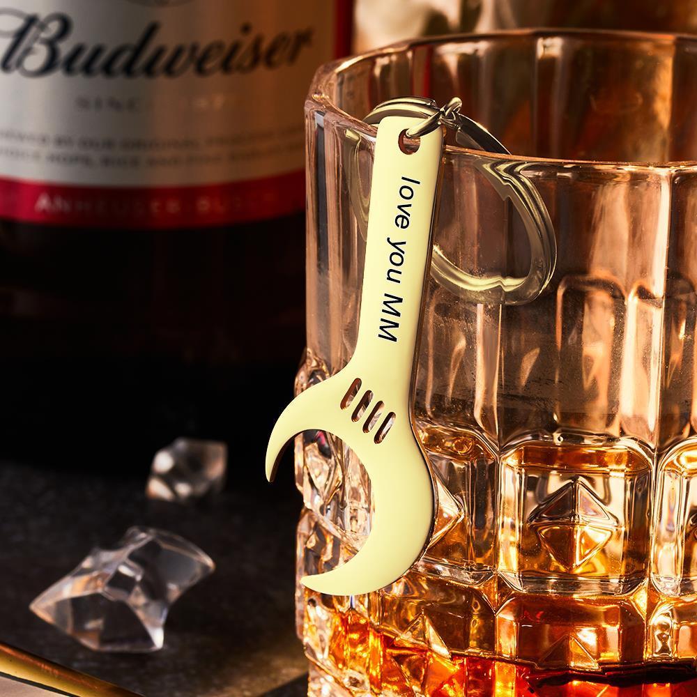 Custom Engraved Keychain Wrench Bottle Opener Keychain Gift for Men - soufeelau