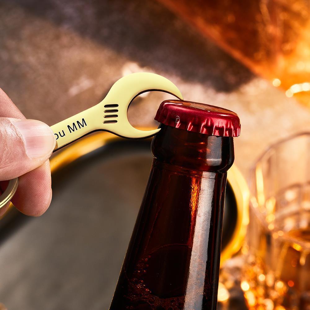 Custom Engraved Keychain Wrench Bottle Opener Keychain Gift for Men - soufeelau