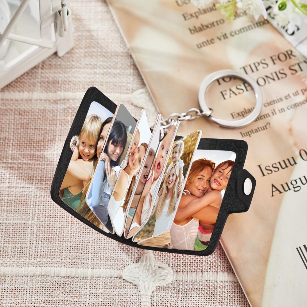 Custom Photo Album Keychain Custom Photo Leather Keychain Romantic Gift for mom - soufeelau