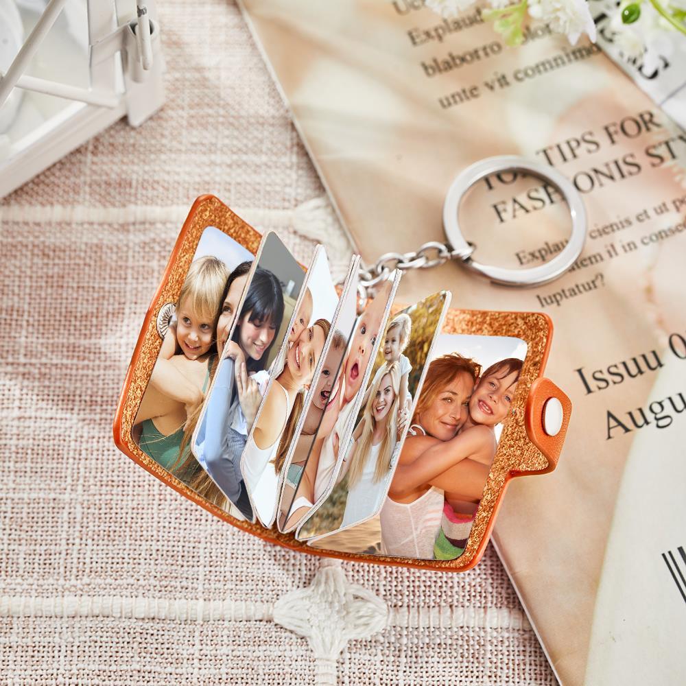 Custom Photo Album Keychain Custom Photo Leather Keychain Romantic Gift for mom - soufeelau