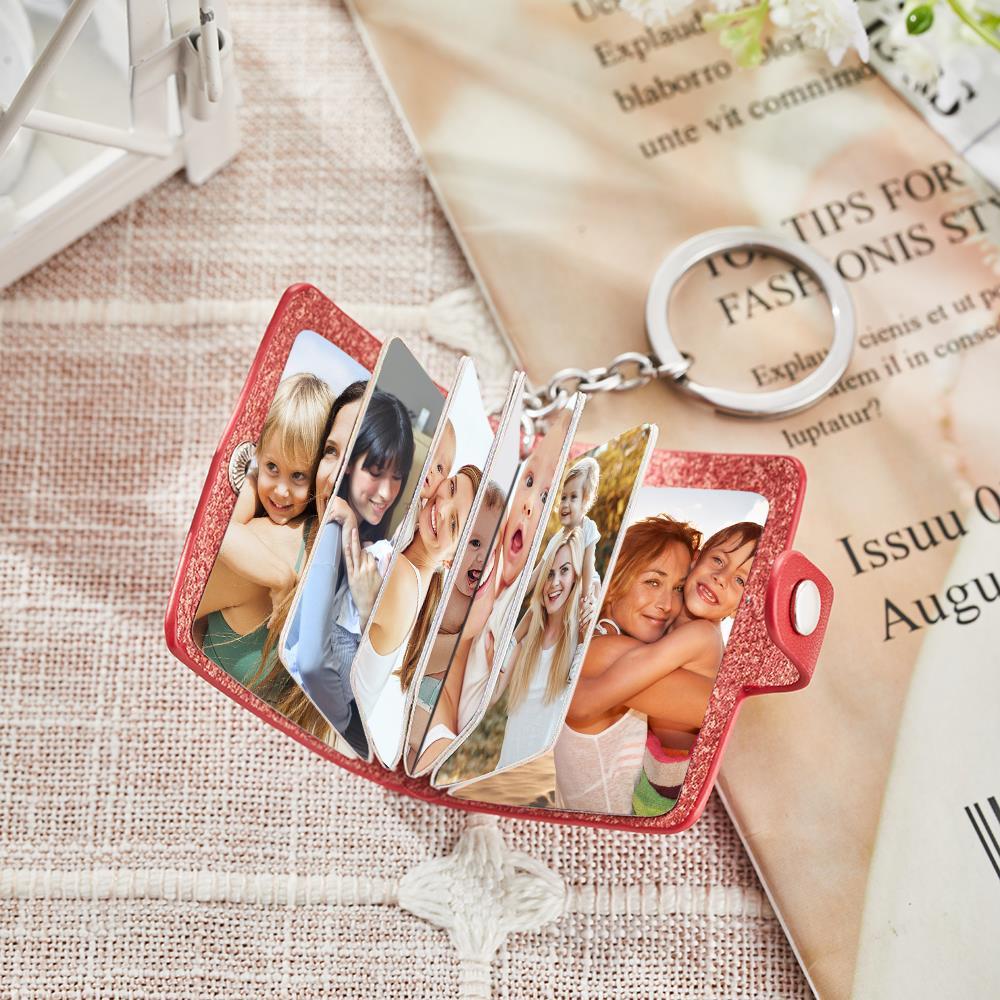 Custom Photo Album Keychain Custom Photo Leather Keychain Romantic Gift for mom - soufeelau