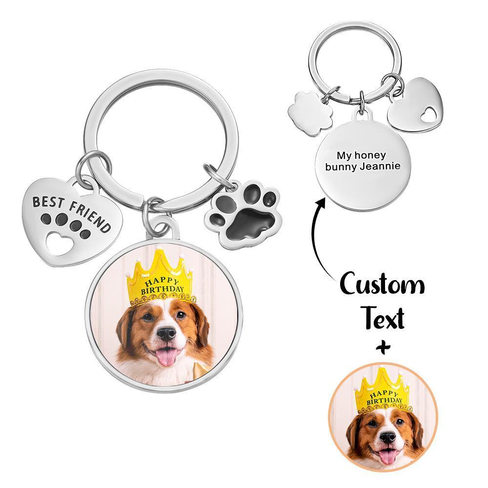 Custom Engraved Photo keychain Best Friend Pet Keychain Gift for Friends