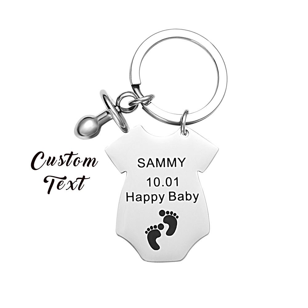 Custom Engraved Pacifier Baby Suit Keychain for Wife Gift