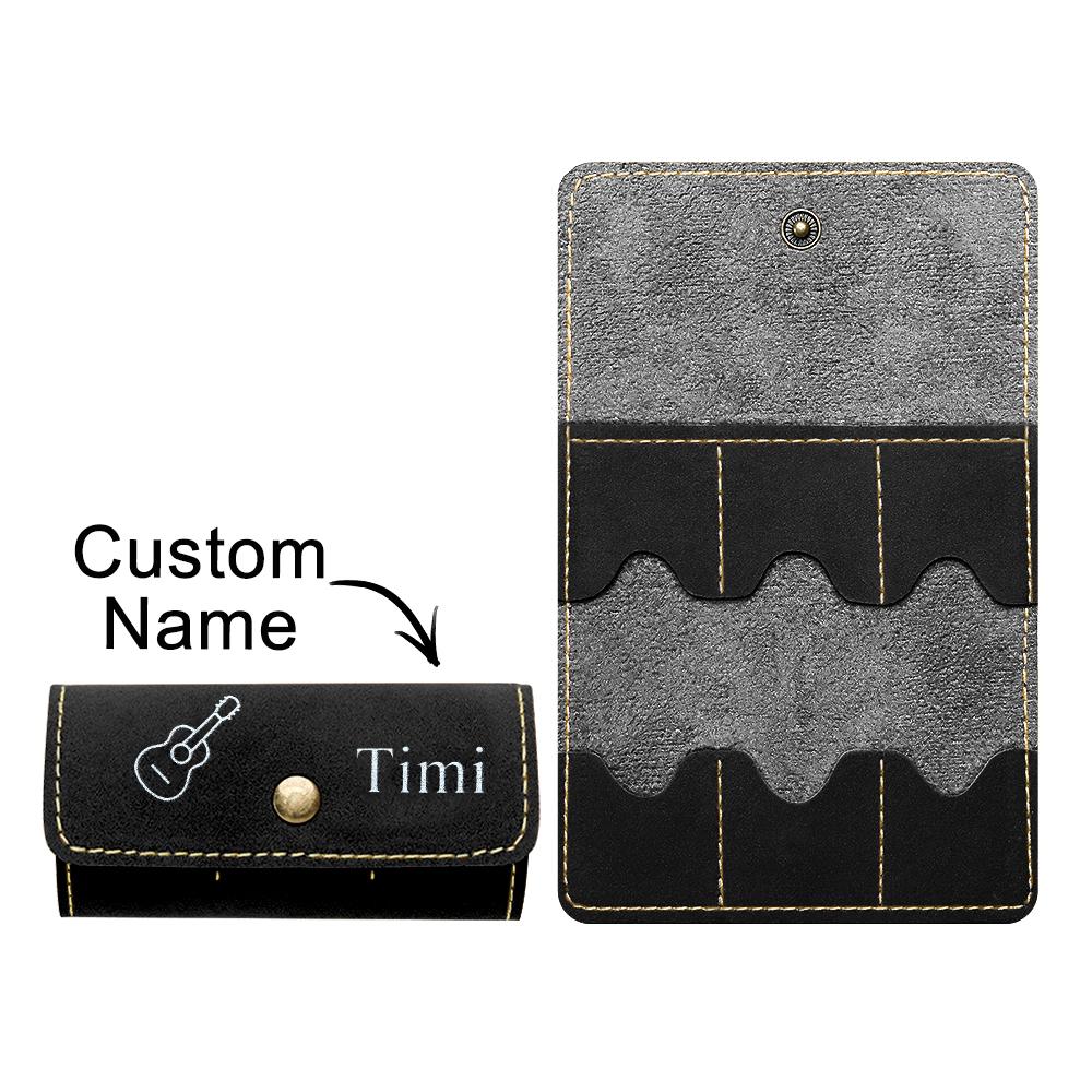 Custom Engraved Guitar Pick Holder Leather Storage Bag Gift for Guitarist - soufeelau