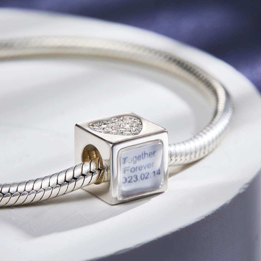 Custom Photo Engraved Charm Square Heart Diamond Romantic Gifts - soufeelau
