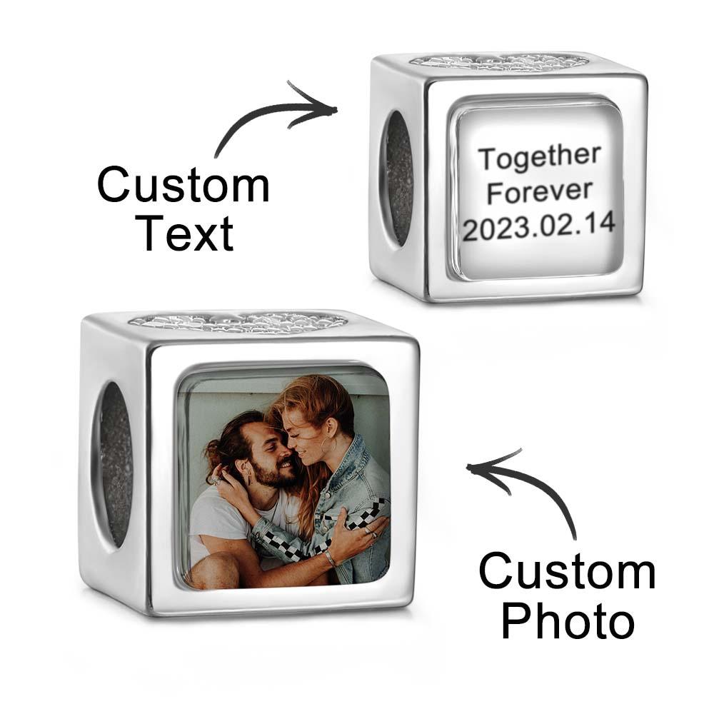 Custom Photo Engraved Charm Square Heart Diamond Romantic Gifts - soufeelau