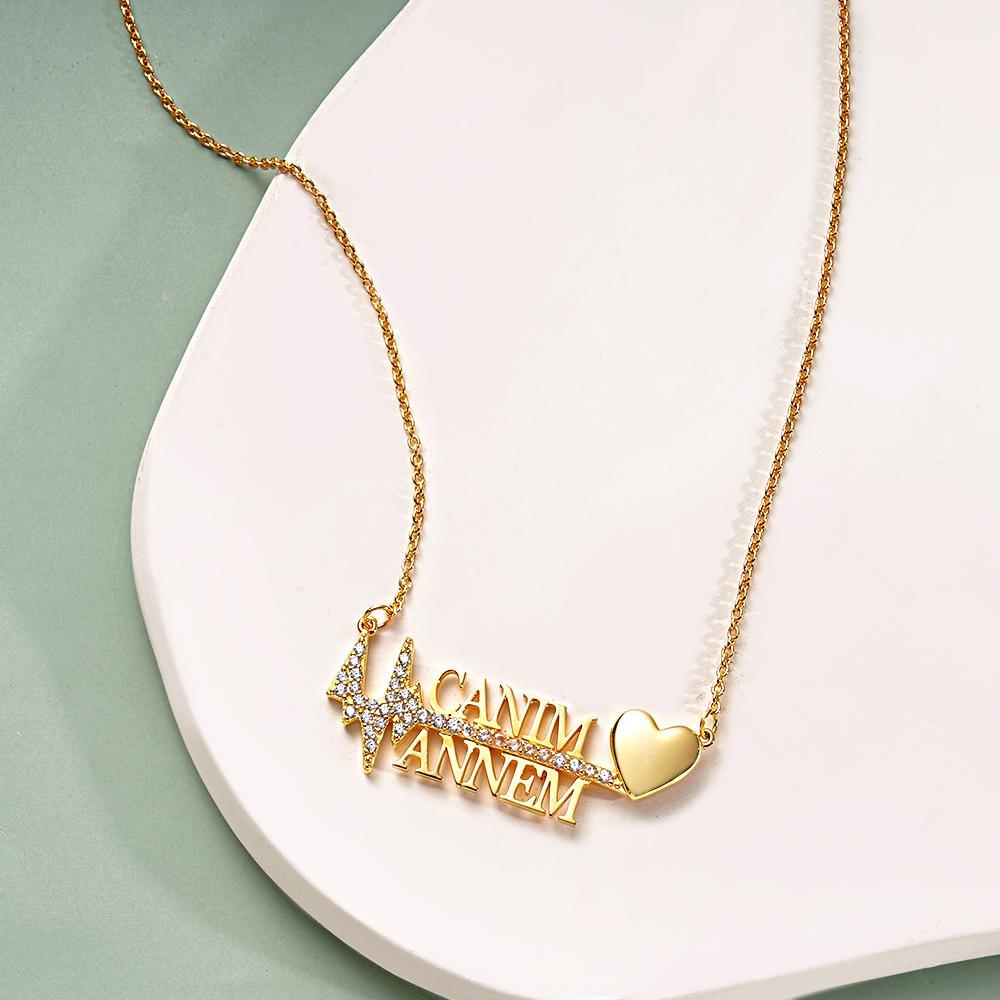 Personalized Heartbeat Name Necklace Creative Love Pendant Jewelry Gifts for Her - soufeelau