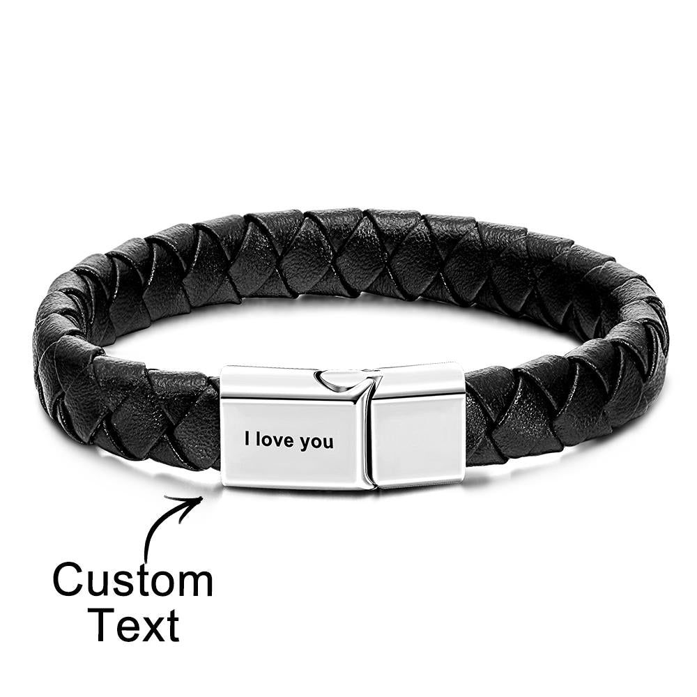 Custom Engraved Woven Bracelet Simple Men's Gifts - soufeelau
