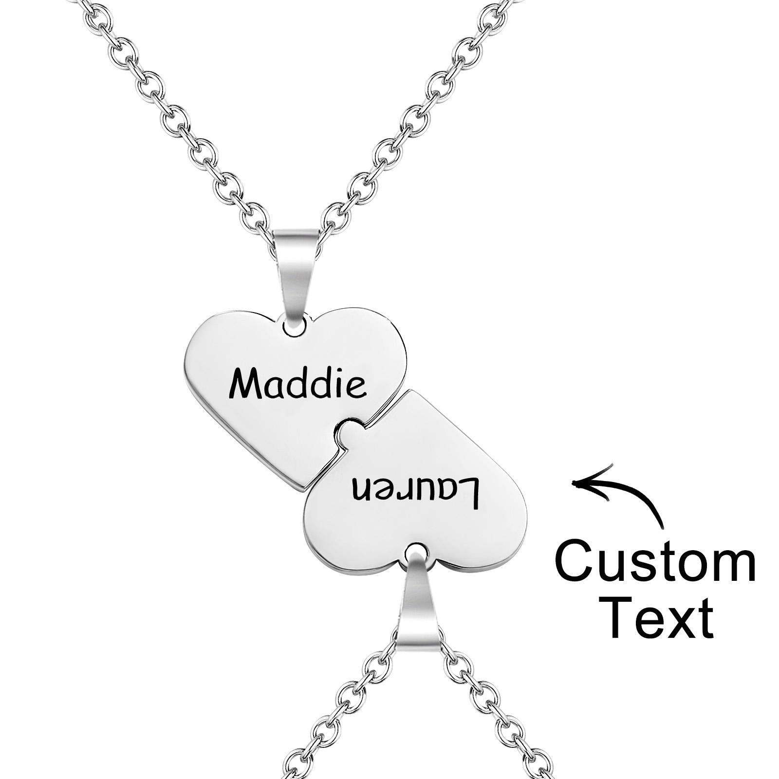 Engraved Heart Puzzle Necklace Pendant Trend Jewelry For Couples - soufeelau