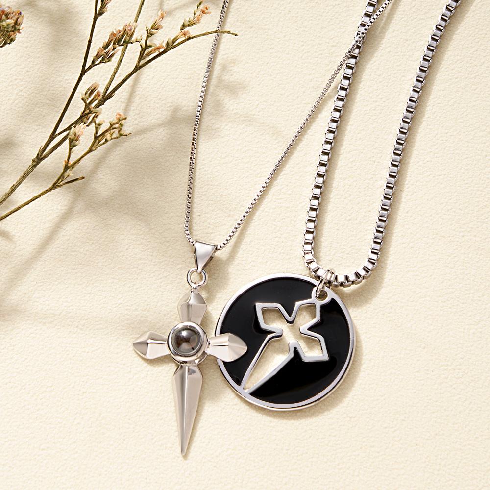 Custom Projection Necklace Love Sword a Pair Gifts for Couple - soufeelau