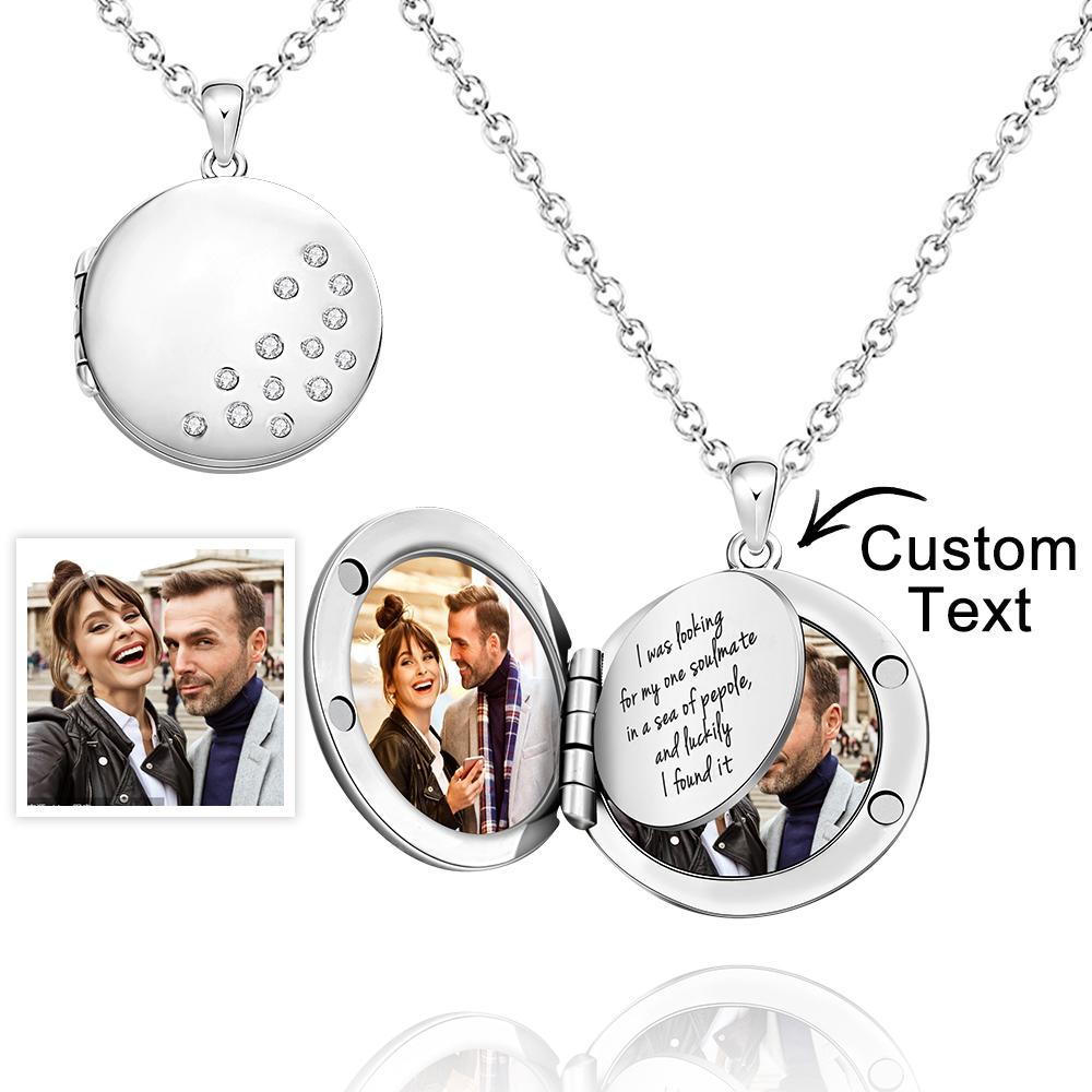 Custom Photo Engraved Necklace Round Locket Custom Unique Page Gifts - soufeelau