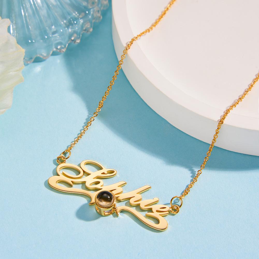 Custom Projection Neckalce with Name Simple Gifts for Couple - soufeelau