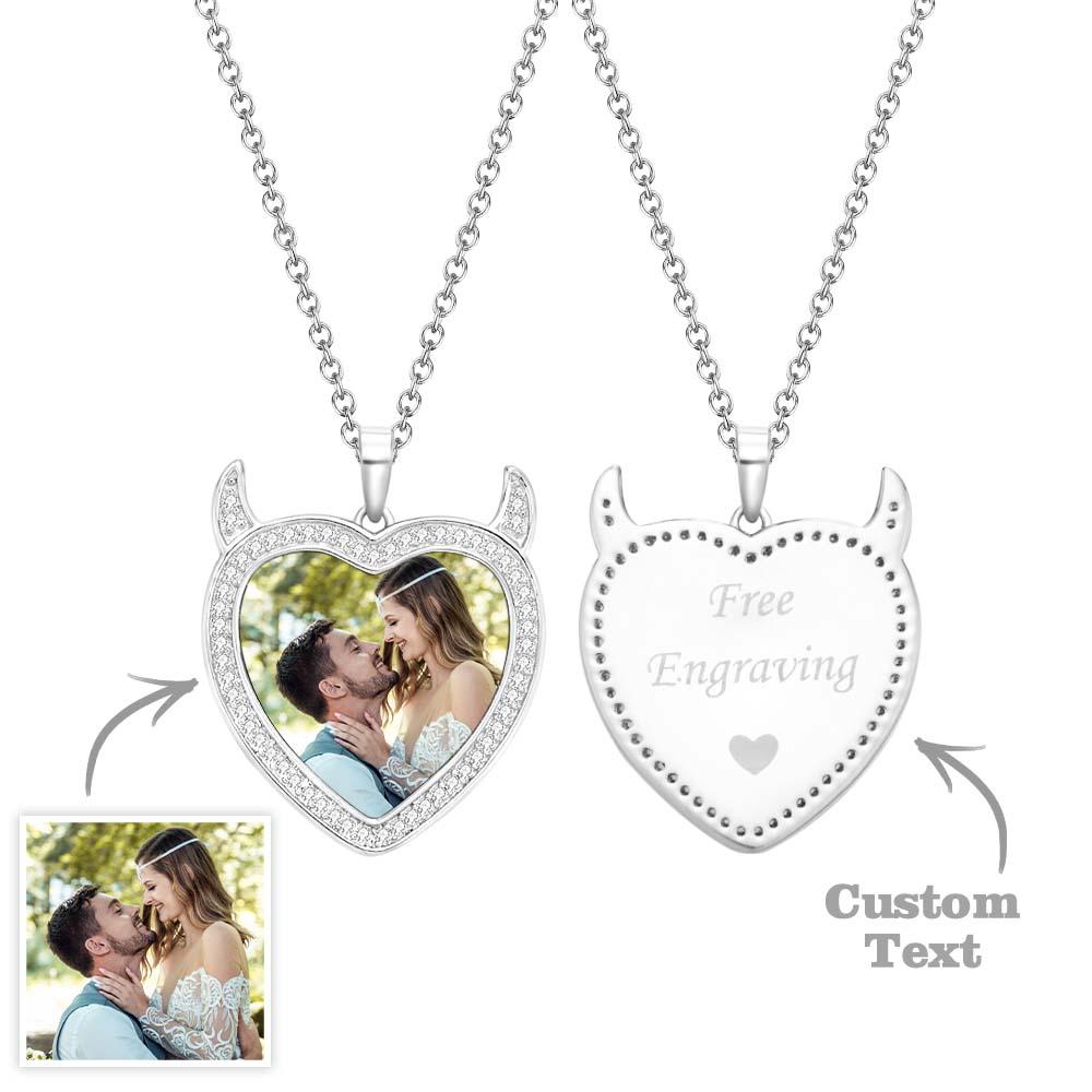 Custom Photo Engraved Necklace Cute Demon Pet Gifts - soufeelau