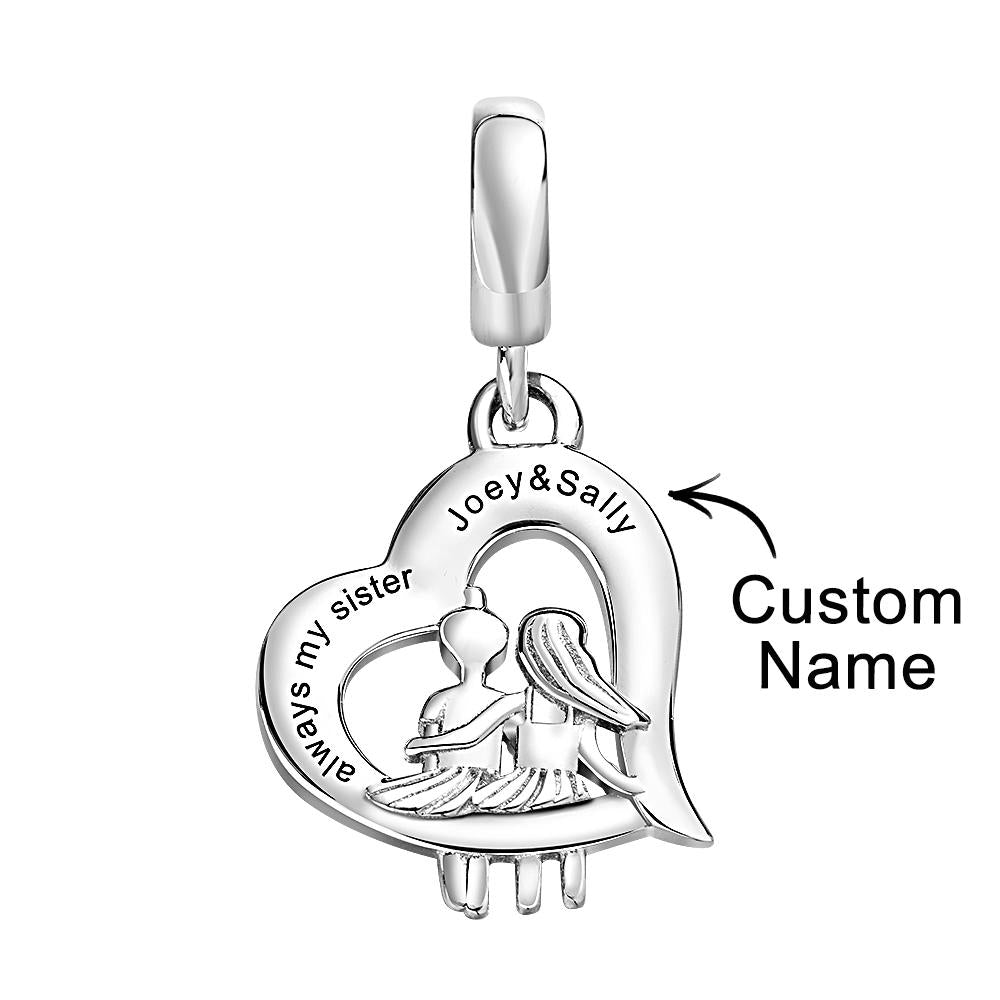 Custom Engraved Charm Mini Sister of Love Heart Pendant Gifts - soufeelau