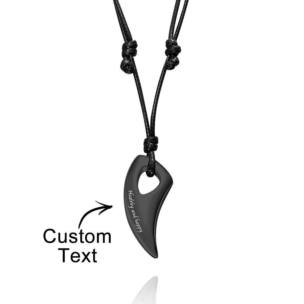 Custom Engraved Necklace Wolf Teeth Pendant Necklace Gift for Men - soufeelau