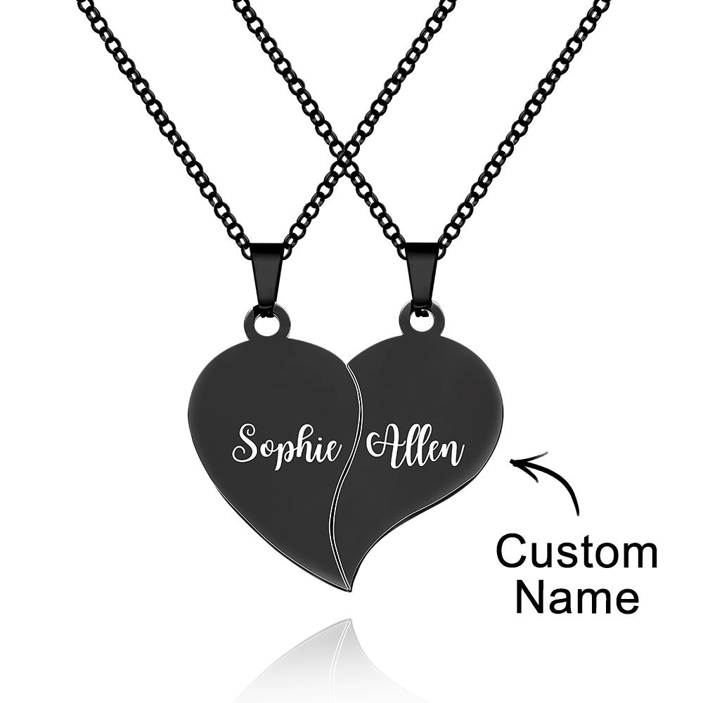 Personalized Necklace for Couple Gift Heart Necklace Engraved with Picture and Text - soufeelau